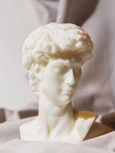 David Greek Candle, Michelangelo Sculpture, Classic Art Decor, Greek Mythology Candle, Renaissance Inspiration, Heroic Statue Candle, Greco-Roman Home Accent, Mythical Sculpted Light, Timeless Masterpiece, Neoclassical Design, Hellenistic Decor, Symbol of Strength, Artistic Home Fragrance