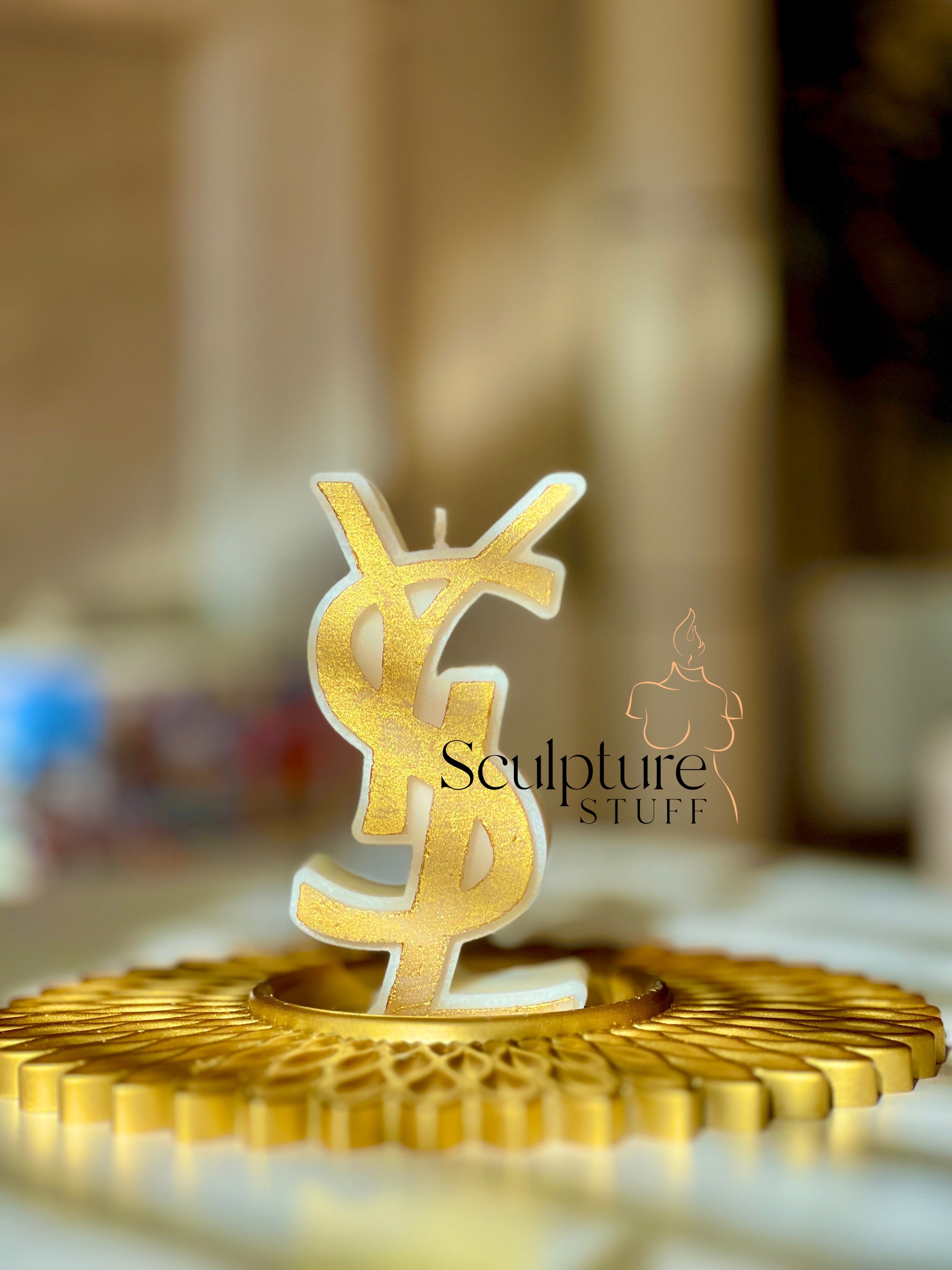 Yves Saint Laurent Candle. High Fashion Sign Candle. YSL