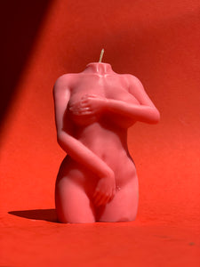 Shy Girl candle. Modest female body