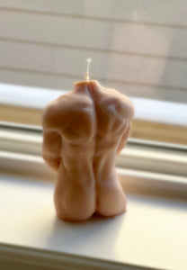 Flexing Muscle Men Bust Candle