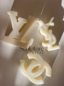 Unique High Fashion candles (set of 3 different wax art pieces) Louis Vuitton, Chanel, YSL