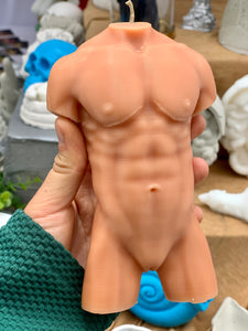 Handsome Transmen Candle Bust  with top surgery scars. Female-to-Male Transsexual.  Transmasculinity CANDLE